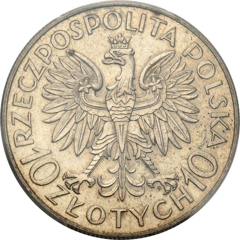 II RP. PRÓBA srebro 10 złotych 1933 Sobieski, stempel lustrzany PCGS SP61 (MAX) PRÓBA srebro